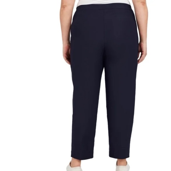 Alfred dunner modern fit pull on straight leg pants navy petite plus size - Picture 2 of 4